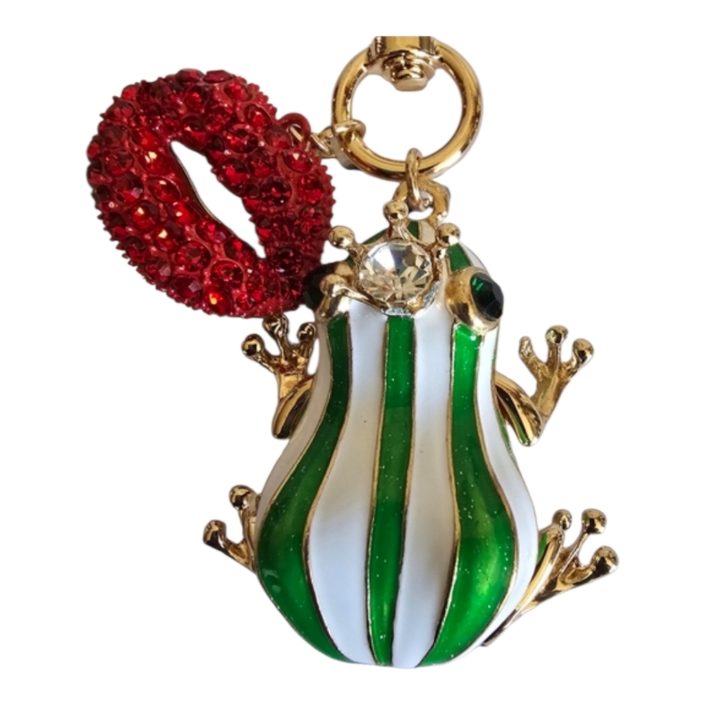 True to Form Kiss A Lot of Frogs Red Lips Handbag Bag Charm Key Ring Hot Sexy